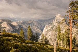 Early Evening Light Breaking Through Rain Clouds Over Yosemite Valley. Glacier Point, Yosemite National Park, MAY 2015