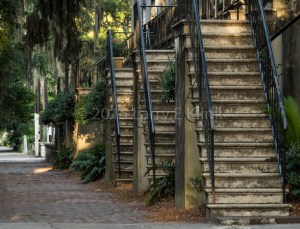 Staircases, W Park Ave at Drayton ST, Savannah, GA, JUN 2015