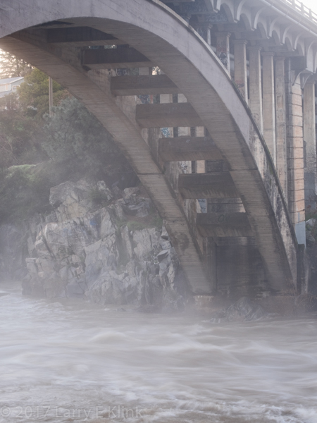 Image of Rainbow Bridge arch after heavy rains, Folsom, CA. JAN 2017