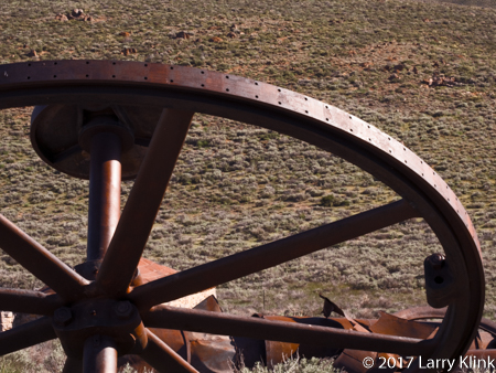 Image of Old Mining Equipment: Drive Wheel and Axle, Bodie, CA JUN 2017