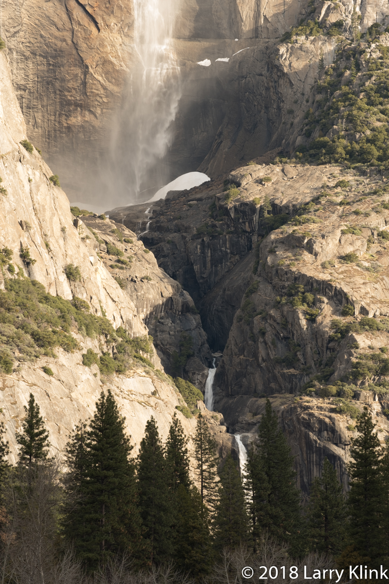 Middle Section of Yosemite Falls from Swinging Bridge meadow