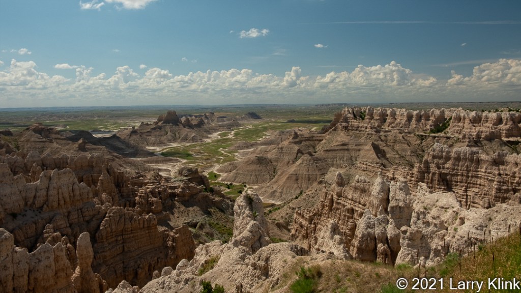Eroded valley at mid-day.